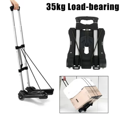 Caminhão pequeno portátil de 2/4 rodas com haste de tração dobrável carrinho de compras leve carrinho de compras carrinho de bagagem