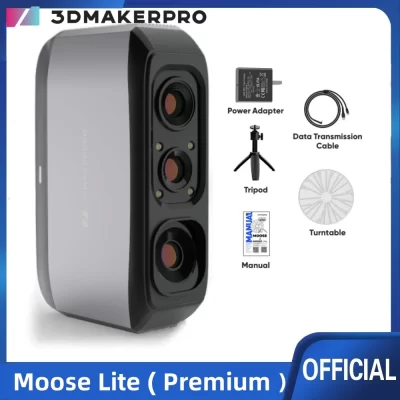 Scanner 3D Moose Lite para impressão 3D, scanner modelo 3D portátil com alta precisão detalhada de 0,05 mm, velocidade de digitalização de 10 FPS