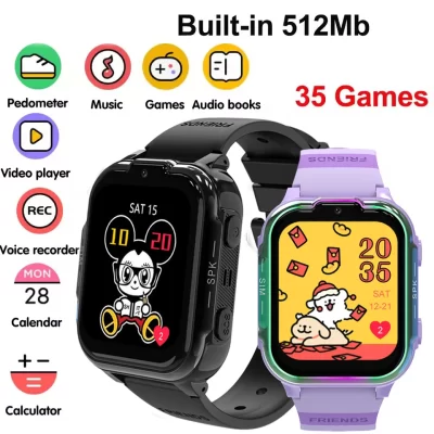 Novo 4g sim crianças relógio inteligente gps história localização display hd chamada de vídeo câmera sos à prova dwaterproof água lbs rastreador crianças relógio inteligente