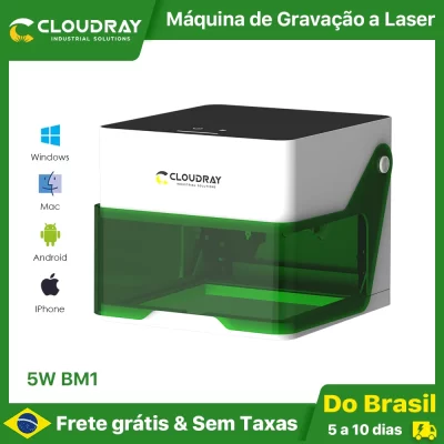 Cloudray 5w mini gravador a laser marca impressora cortador máquinas para trabalhar madeira bm1 plástico bluetooth máquina de marcação de gravação a laser