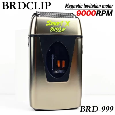 Brdclip BRD-999 barbeador profissional motor de levitação magnética 9000rpm cabeça de corte flutuante dupla display lcd para homem