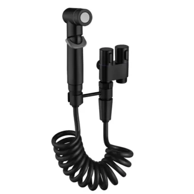 Preto Bidé Torneira Handheld Toalete Torneiras para WC Banheiro WC Bidé Chuveiro Pulverizador Conjunto WC Bidé Tap Limpeza Chuveiro Cabeça Top 1 Venda Quente 2Função Única saída Fria Dupla água Pressurizada Bidé Faucet