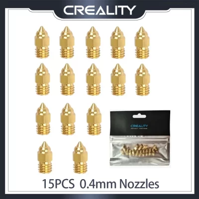 Creality-High Hardness Kit Bico de Latão Resistente ao Desgaste, Peça Impressora 3D, 0,4mm, Ender-6, Ender-3, Ender-3 Pro, 15Pcs