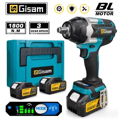 Gismo 1800N.M Torque Brushless Chave de impacto elétrica Chave de fenda de 1/2 polegada Chave sem fio Ferramenta elétrica para Makita 18V Bateria Pin