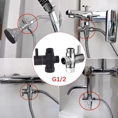 Válvula desviadora universal padrão g1/2 polegadas, 3 vias, adaptador t para chuveiros de banheiro, torneira, separador de água, 1/2 ", acessórios de cabeça de chuveiro adaptador de conector de água de latão para chuve