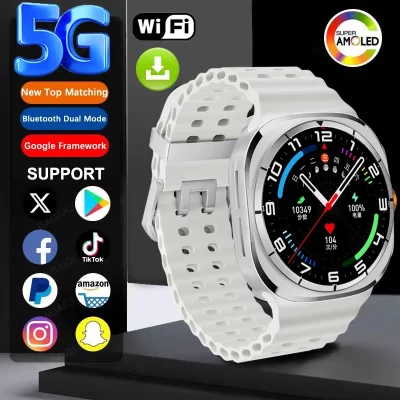 Relógio 7 ultra inteligente masculino chamada de vídeo smartwatch 4g/5g cartão sim gps wifi câmera rotativa chamada global google mapa para samsung