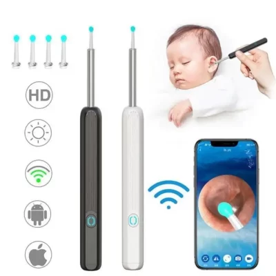 Colher de eliminação de cera visível wi-fi usb 1080p hd carga otoscópio limpador de ouvido ferramenta de remoção de cera de ouvido adequado para telefones android ios