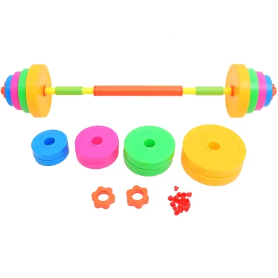 Peso ajustável crianças barbell brinquedo halteres de plástico crianças equipamentos fitness em casa ginásio ferramentas treinamento halteres crianças esportes