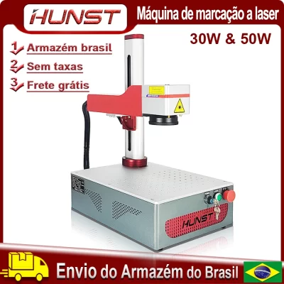 Hunst pequena máquina de marcação a laser max 30w portátil dobrável mini gravador de fibra para diy marcação presente metal jóias gravura