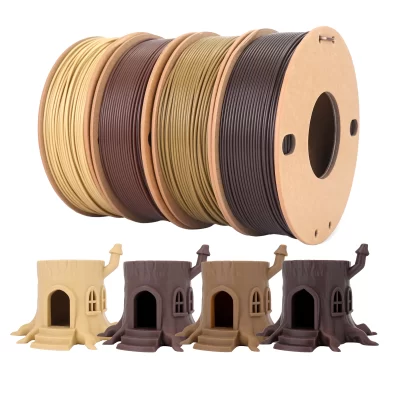 Pacote de filamento de impressora 3D de imitação de madeira likeilk - Filamento PLA de madeira 1,75 mm, 250 g x 4 pacotes (noz, carvalho, cereja, teca)