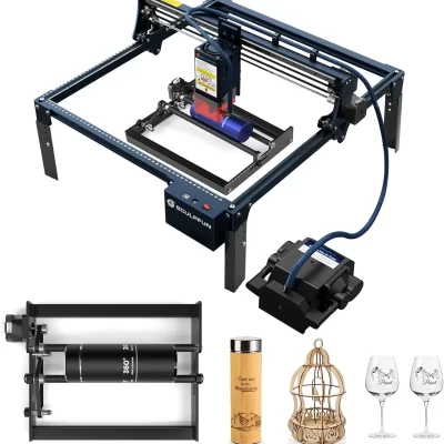 Gravador a laser SCULPFUN com rolo rotativo, sistema automático de assistência a ar, área da máquina de gravação 410x400mm, S30 Pro Max, 20W