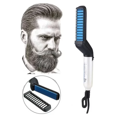 Multifuncional masculino Escova Pente Elétrico Chapinha Modelador Alisador De Barba E Cabelo rápido curling curler beleza estilo