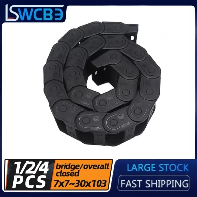 Corrente de arrasto calha tanque corrente ponte de plástico de náilon máquina de gravura fechada corrente de arrasto 7 10 15 18 25 30 série 1 metro de comprimento