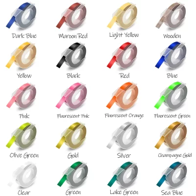 Fita de gravação 3D compatível com máquina de escrever Dymo Dymo 12965 1610 1540 1880 Motex E101 B90 Labeladora 9mm Fita adesiva de etiqueta de plástico