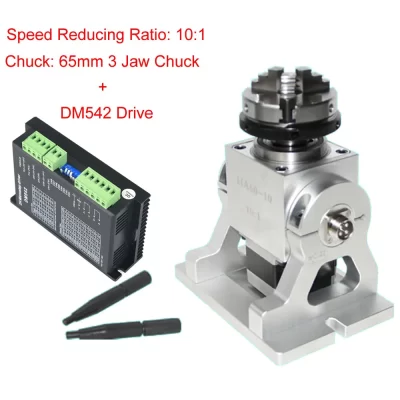 Engrenagem planetária cnc nema 23 4th eixo rotativo 65mm 3 mandíbula mandril a taxa de redução de velocidade do eixo 10:1 para máquina de gravação de marcação a laser