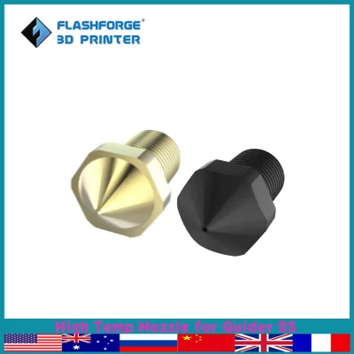 FLASHFORGE Bico endurecido de alta temperatura para Guider 2S 0,3 mm 0,4 mm 0,6 mm 0,8 mm Bicos de substituição Acessórios de peças de impressora 3d