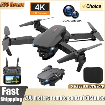 Profissional Drone E88 4K Wide-Angle HD 1080P Câmera, WiFi, FPV, Altura Hold, Dobrável RC, Quadrotor, Helicóptero, Brinquedos infantis