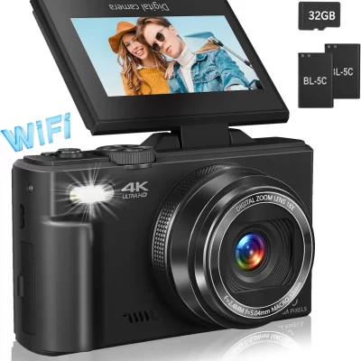 Câmeras com zoom digital 18X para fotografia 4K YouTube Vlog Câmeras de vídeo com tela flip de 3 '' Anti-shake Selfie Camcorder