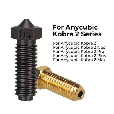 Bicos de aço endurecido de latão para impressora 3d, bico vulcão para anycubic kobra 2/kobra 2 pro/kobra 2 max/kobra 2 plus, 1 a 10 peças