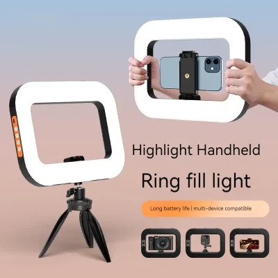Novo anel portátil led recarregável luz de preenchimento portátil telefone móvel transmissão ao vivo fotografia desktop coelho gaiola selfie luz