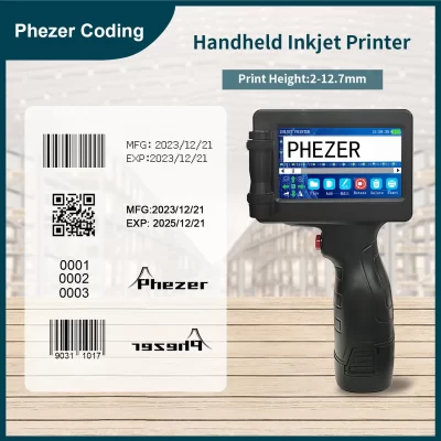 Phezer P17 Impressora jato de tinta portátil Número de data Data de validade Logotipo QR Bar Código de lote Data de validade Impressora de etiquetas de 12,7 mm 28 idiomas