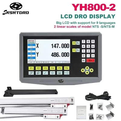 Lcd dro display de leitura digital YH800-2 2 eixos AC90-260V sensor de deslocamento 50-1000mm escala linear codificador grade régua