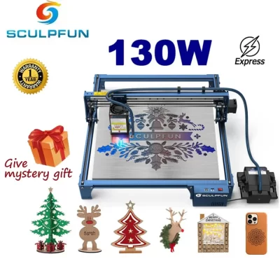 Sculpfun 130w gravador a laser com sistema automático de assistência de ar cnc máquina de gravura de metal cortador de couro madeira ferramentas acrílicas