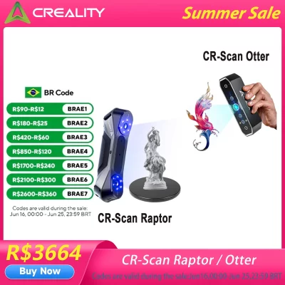 Creality 3D Scanner CR-Scan Raptor Pro/ CR-Scan Raptor / CR-Scan Otter Lite / CR-Scan Otter 24Bit Full-Color Scanização de alta velocidade