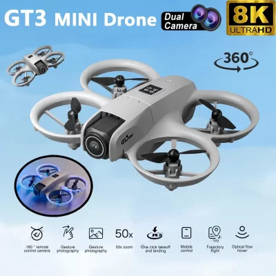 Gt3 drones mini 8k hd câmera dupla inteligente evitar obstáculos fotografia aérea flyer fluxo óptico posicionamento iniciante uav