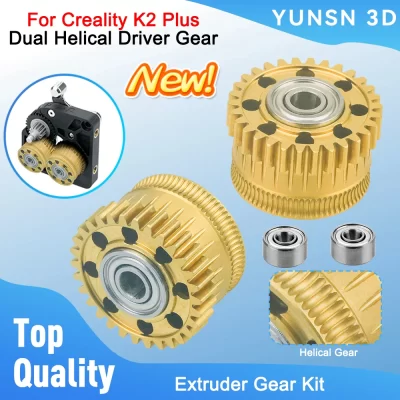 Kit de engrenagem extrusora para creality k2 plus, atualização helicoidal dupla, engrenagem de driver de extrusora de metal, níquel dlc revestido, peças de impressora 3d