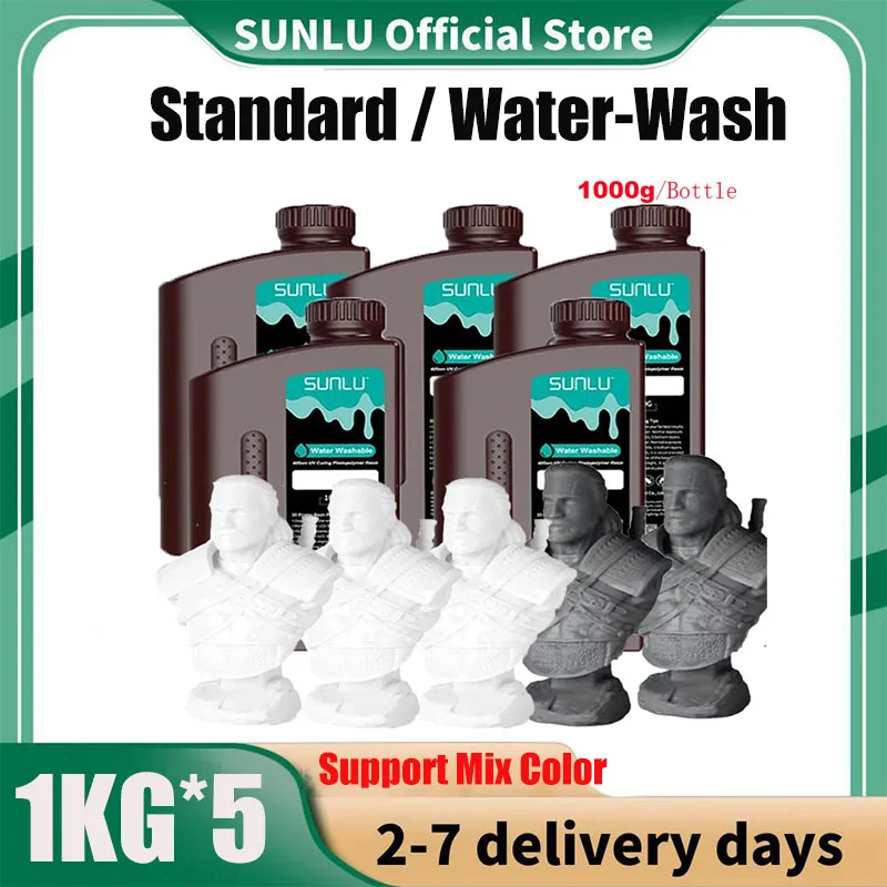 Sunlu 5kg padrão/resina 3d de lavagem de água 405nm resina uv para a maioria dos materiais de impressora 3d sla/dlp/lcd sensível ao uv 1kg