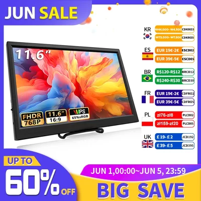 Compatível com HDMI Laptop Segunda Tela Gaming Extended Display, Monitor Portátil, Switch, PS4, Xbox, Raspberry Pi, 11,6"