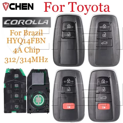 Para Toyota Corolla 231451 -2000 chave inteligente de controle remoto 2/3/4 botões hyq14fbn 4a chip 312/314mhz para brasil 2019 2020 2021 2022