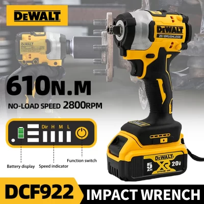 Dewalt 20v bateria dcf922 chave de impacto elétrica sem escova 1/2 polegada chave de fenda elétrica sem fio ferramentas elétricas 18v bateria