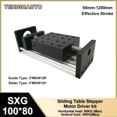 Mesa deslizante de trilho duplo, 80mm de largura, eixo xyz, parafuso esférico cnc, guia linear, 4 controles deslizantes, sfu 1204/1605/1610, carga de 80kg