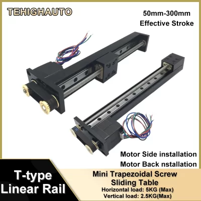 Mini mesa deslizante de correia síncrona motorizada, trilho linear tipo t, passo de 1/2/4/6/12mm com motor de passo nema11 28mm