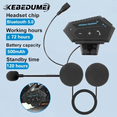 BT12 Capacete de motocicleta fone de ouvido Bluetooth estéreo Microfone mãos livres sem fio Leitor de música para motociclista