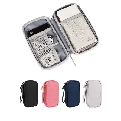 Organizador de cabos portátil, bolsa de armazenamento à prova d'água para banco de potência, cabo digital, fone de ouvido, pano oxford, suporte de fone de ouvido