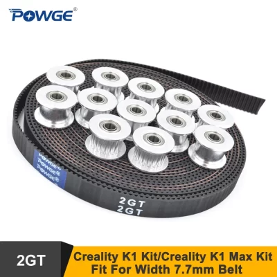 POWGE Creality K1/Max Kit de 2MGT 2GT-7.7 RF Correia síncrona aberta 20 dentes 2GT Polia intermediária furo 4mm