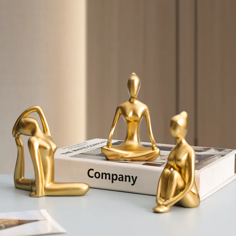 Ermakova 12 estilos de arte abstrata resina yoga poses estatueta porcelana senhora figura estátua casa yoga estúdio decoração ornamento - Image 2