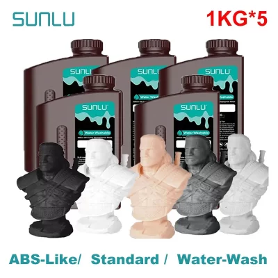 Sunlu 5kg abs-como/padrão/resina 3d de lavagem de água 405nm resina uv para a maioria dos materiais de impressora 3d sla/dlp/lcd sensível ao uv 1kg