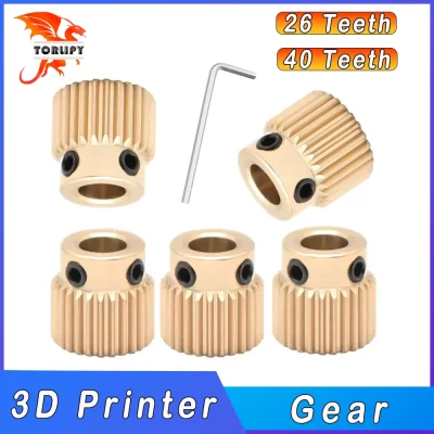 Engrenagem de extrusão mk7 mk8, 26 40 dentes, engrenagem de acionamento de latão, roda de alimentação para extrusora de impressora 3d anet a8 ender3 cr10