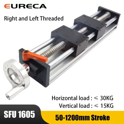 Direita e esquerda rosca bola parafuso guia linear movimento trilho corrediça, CNC Manual Linear eixo atuador módulo, curso de tabela, SFU1605