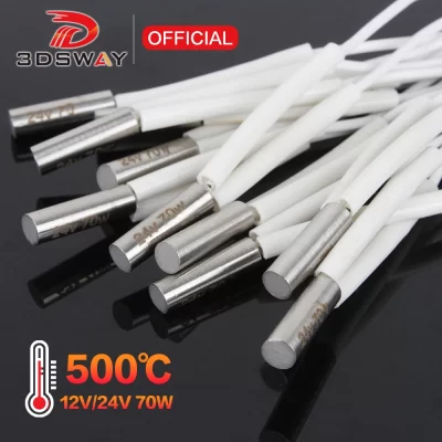 3dsway impressora 3d 6*20mm 24/12 70w cartucho aquecedor com cabo de 100cm impressora 3d para v6 hotend vulcão mk8 mk9 CR-10 ender 3