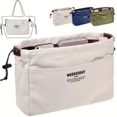 Organizadores de armazenamento de lona com cordão Bolsa forro com vários bolsos Bolsa de armazenamento de viagem portátil leve