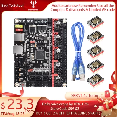 Bigtreetech skr v1.4 turbo btt skr 1.4 placa-mãe peças de impressora 3d mks gen tmc2209 tmc2208 ender 3 v2 atualização para voron 2.4 diy