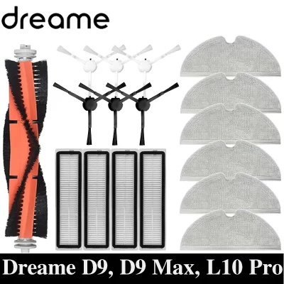Dreame d9, d9 max, l10 pro robô vácuo peças de reposição consumíveis escova lateral principal filtro hepa mop pano acessórios