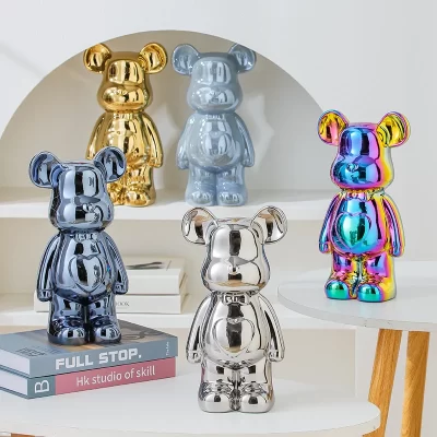 Esculturas de cerâmica de urso em estilo brick estético, com 17/27 cm de altura. Decoração de urso de pelúcia, boneco de ação, escultura, ornamentos para o quarto, artesanato de decoração para a casa.