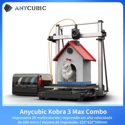 Anycúbico kobra 3 max multi-cor fdm impressora 3d até 600 mm/s velocidade de impressão enorme volume de construção 500*420*420mm controle de aplicativo inteligente