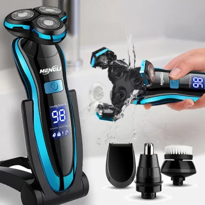 Zozzen navalha elétrica barbeador corpo máquina de corte de cabelo para homens mulheres clipper rotativo aparador de barba à prova dwaterproof água
